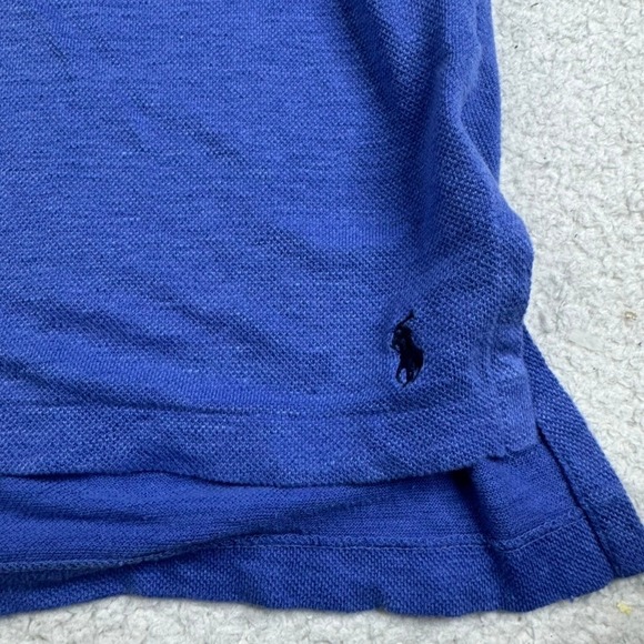 Vintage Polo Ralph Lauren Men's Blue Linen Pocket Polo Shirt Size Large - Picture 3 of 7
